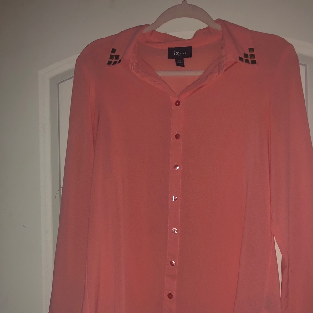 Peach colored button down